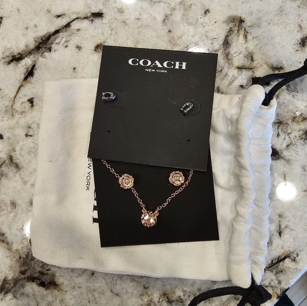 2 Pair Coach Earrings and 1 Coach necklace